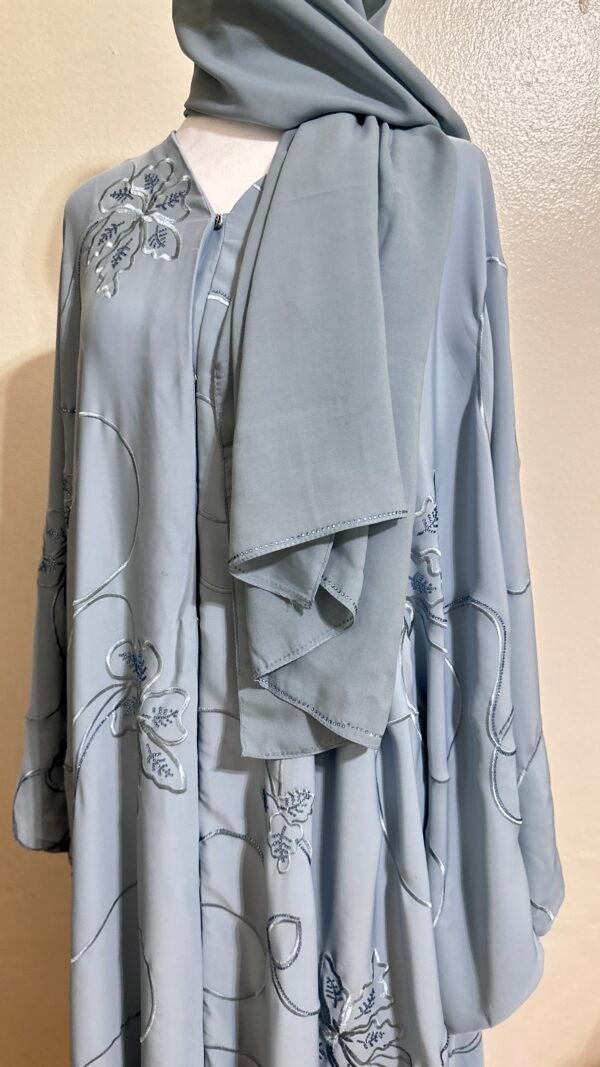 ALINA Butterfly/ Farasha Abaya in Baby Blue - Image 3