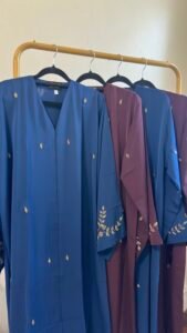 JAMILA Abaya – Plum & Royal Blue