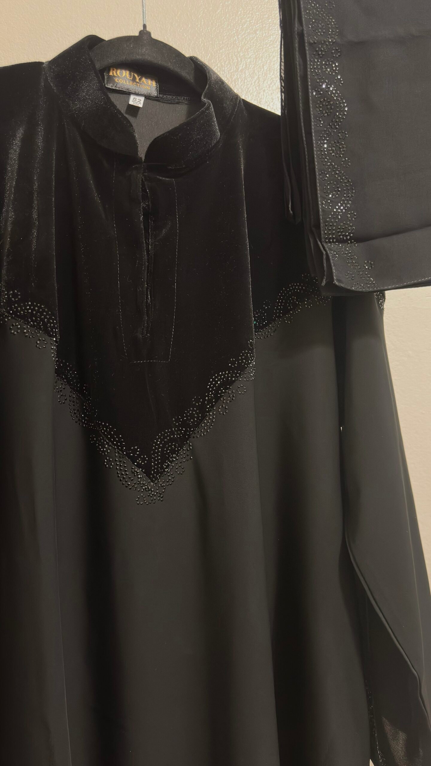 GHALA - Black Abaya with Velvet Accents - Image 2
