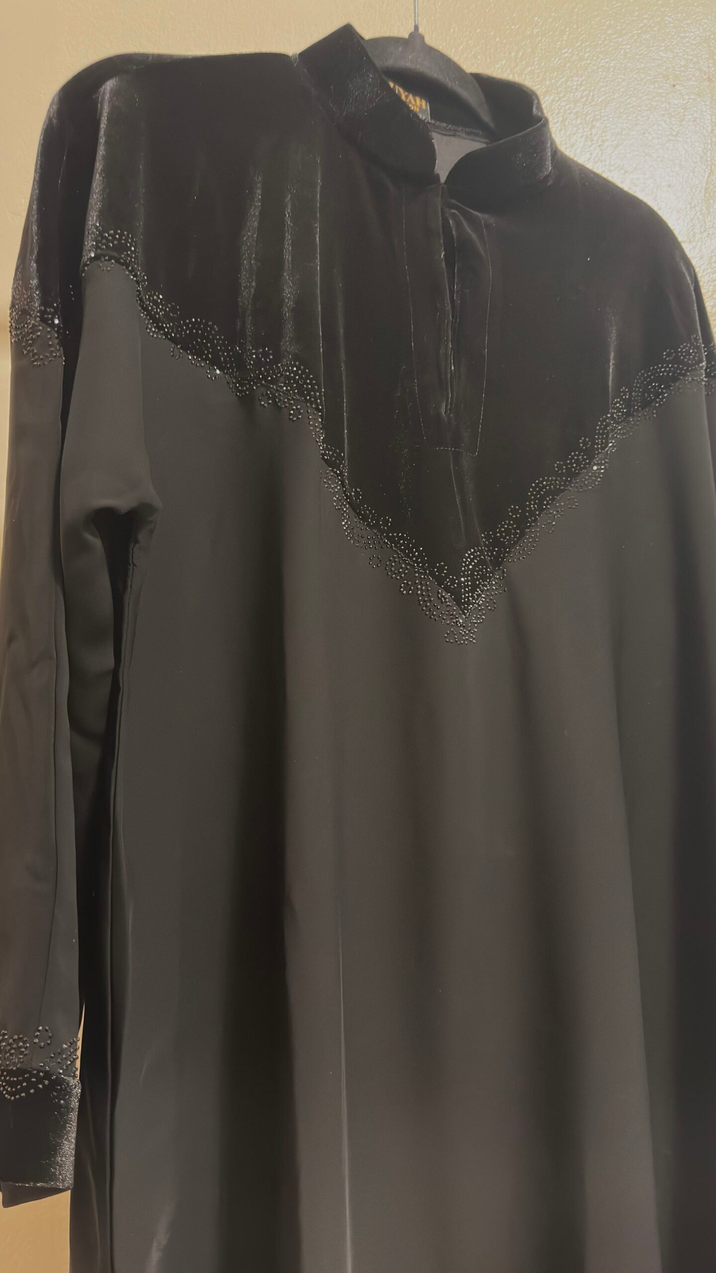 GHALA - Black Abaya with Velvet Accents - Image 4