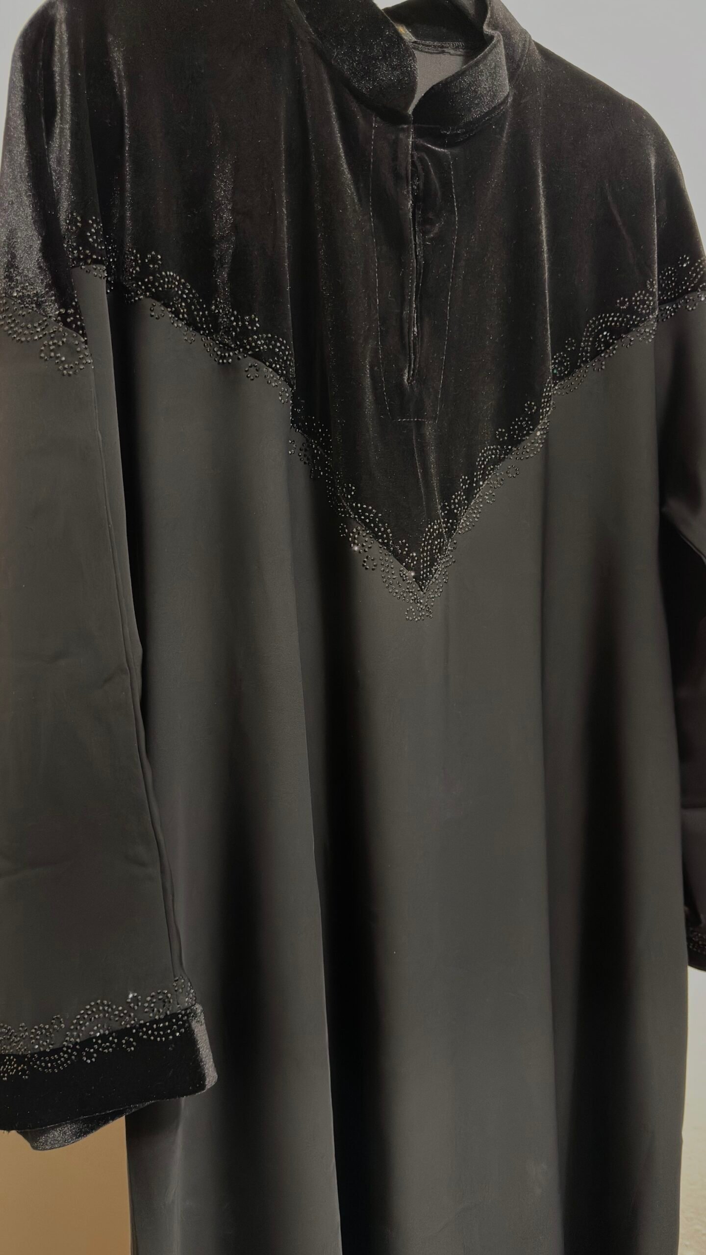 GHALA - Black Abaya with Velvet Accents - Image 3