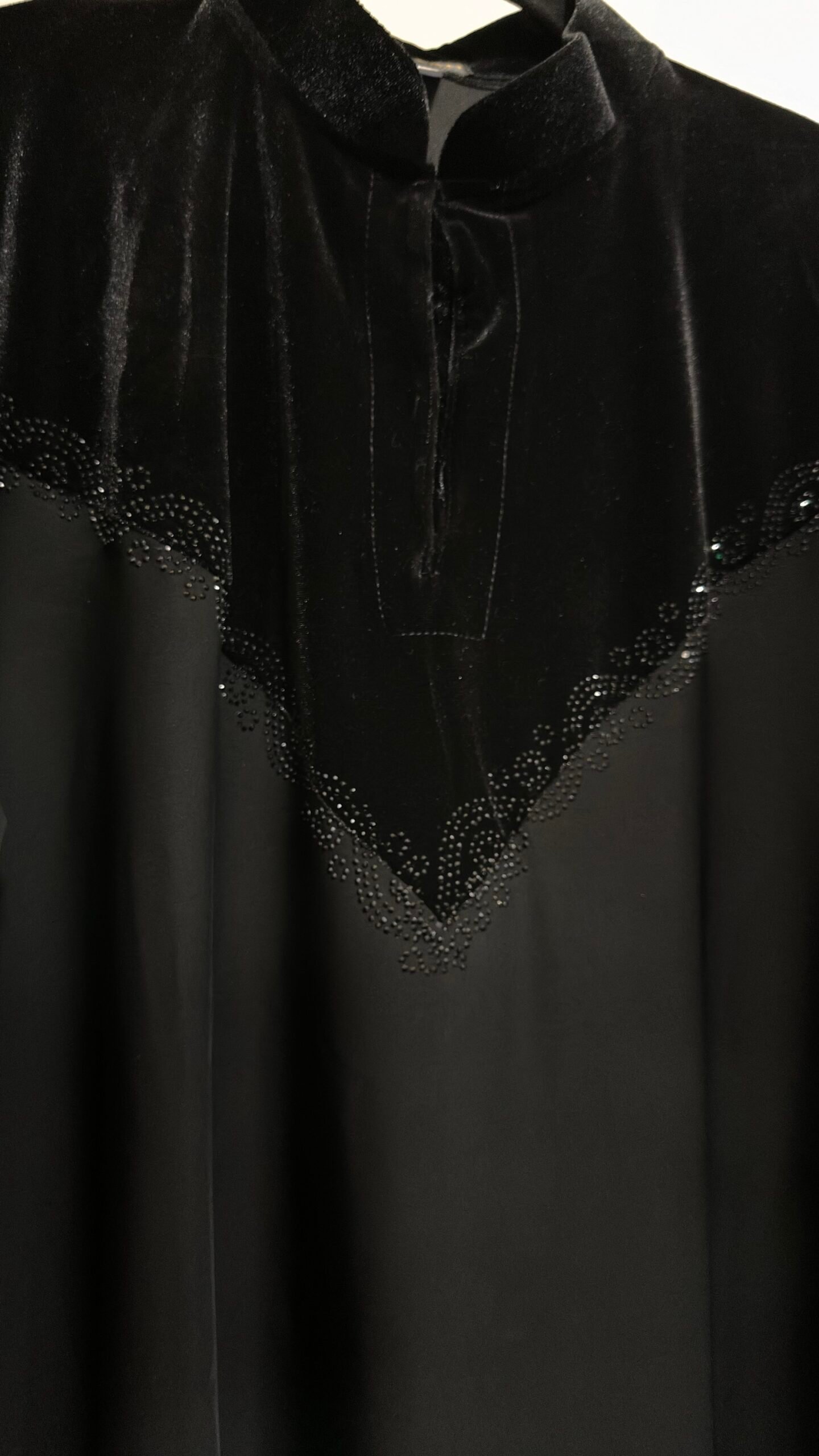 GHALA - Black Abaya with Velvet Accents
