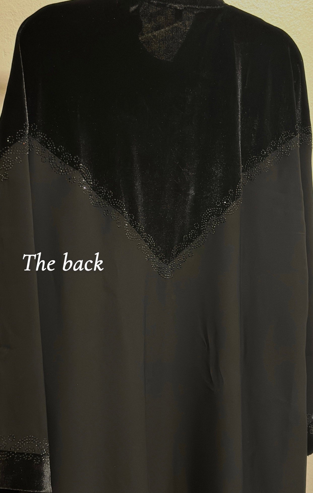 GHALA - Black Abaya with Velvet Accents - Image 5