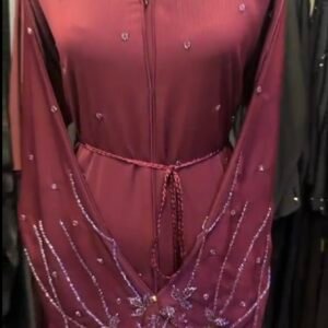 Crimson Abaya with Embroidery