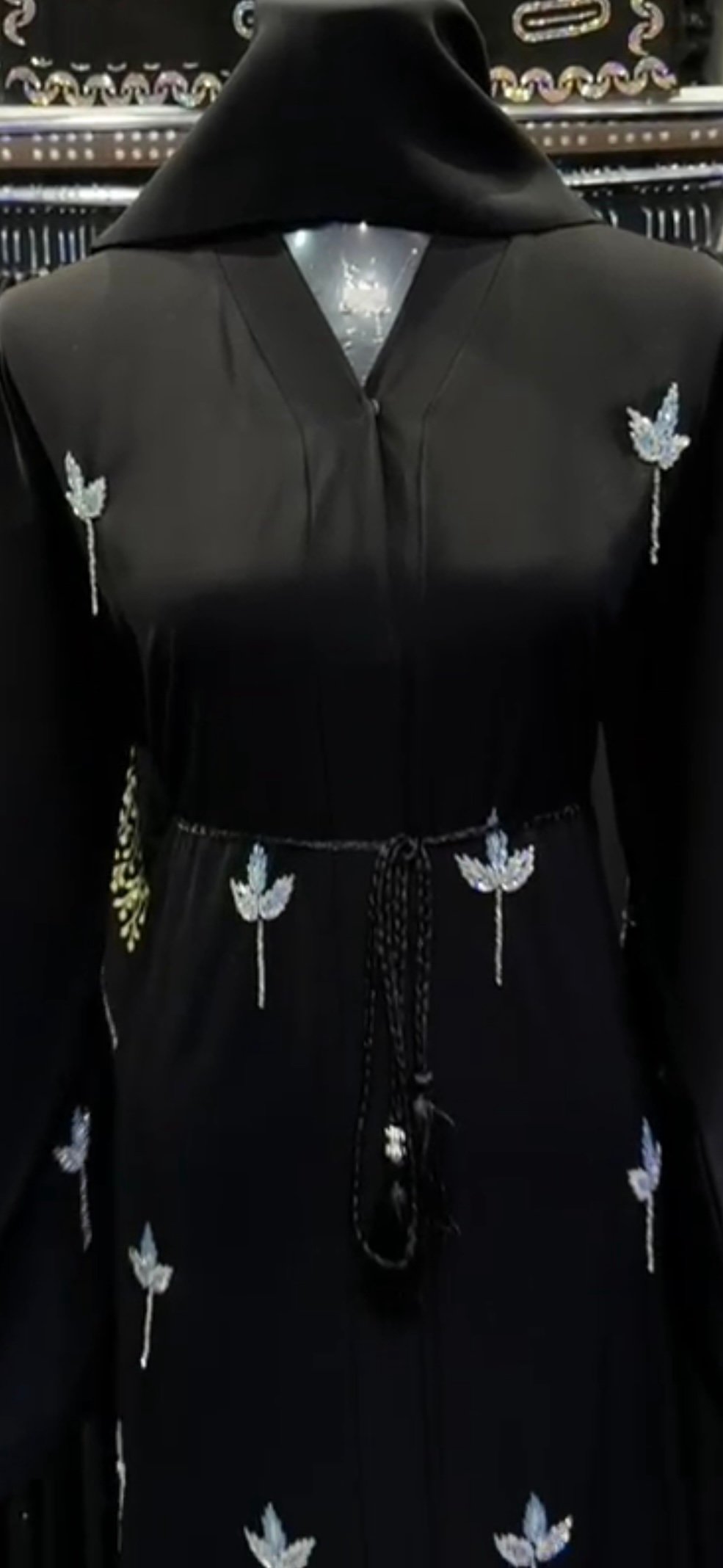 Silverleaf Abaya with Rhinestone drops