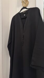 ZAYNA - Closed Abaya with Lace Accents - Black