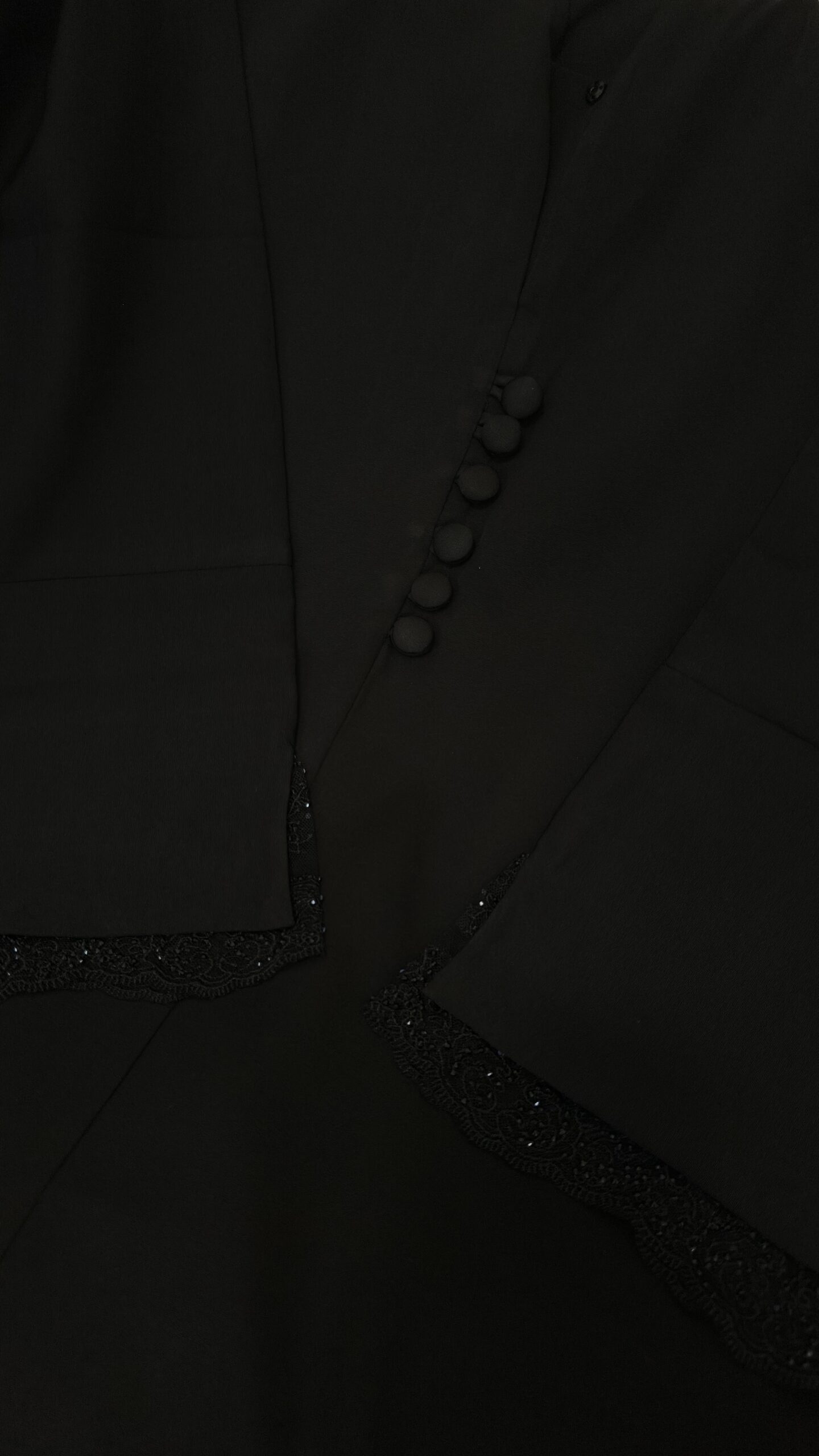 ZAYNA - Closed Abaya with Lace Accents - Black - Image 2